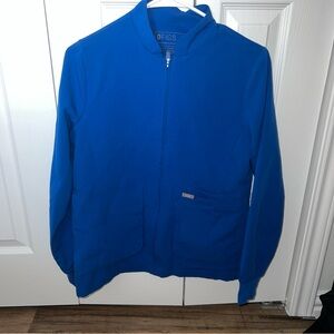 Figs Women Vibrant Blue Zip-Up Sweater